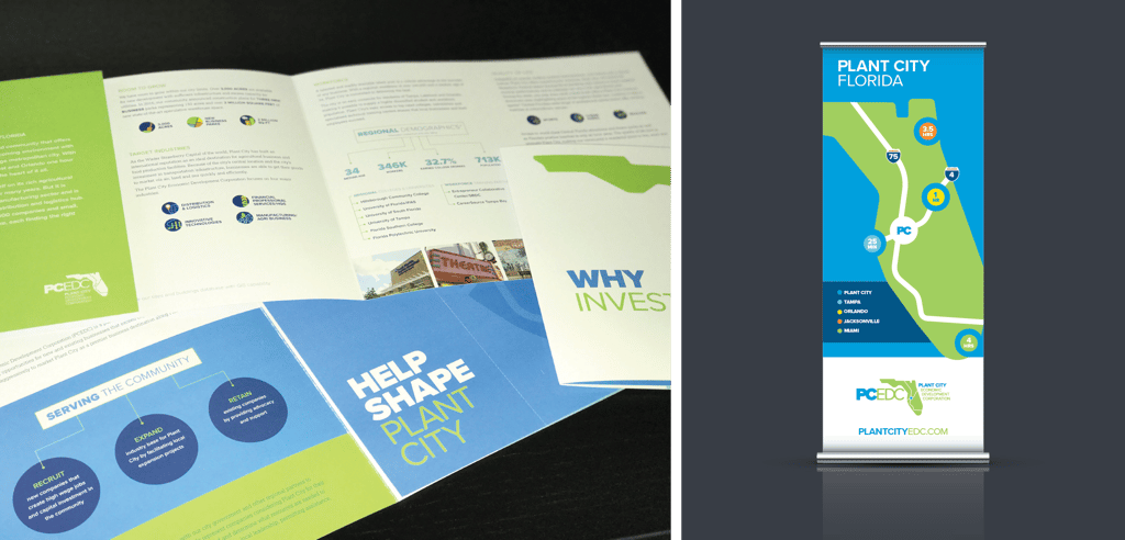 Plant City Economic Development Corporation Why Plant City Brochure and Banner Design Gold Addy for MADE