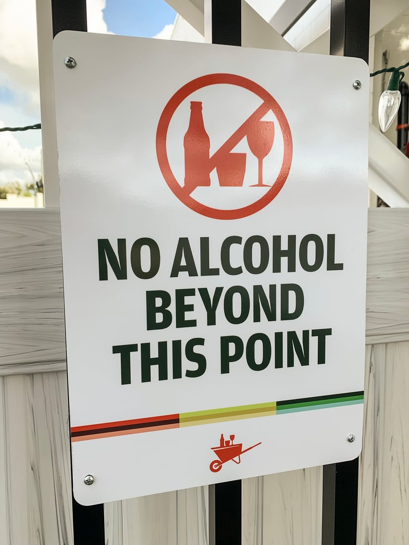 The Yard on Mass No Alcohol Sign