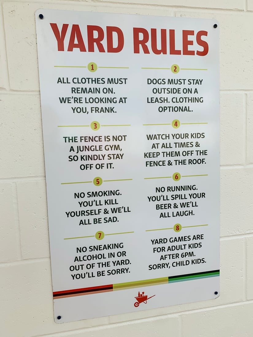 The Yard On Mass Yard Rules Sign